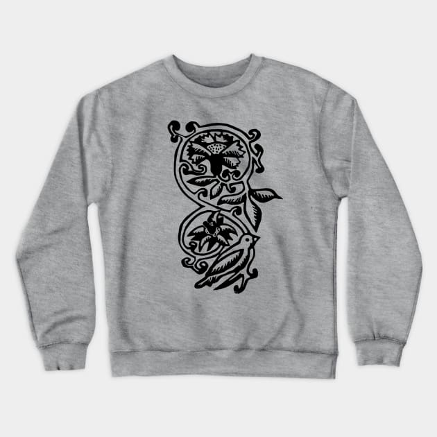 Tudor Bird with Flowers Crewneck Sweatshirt by LaForma